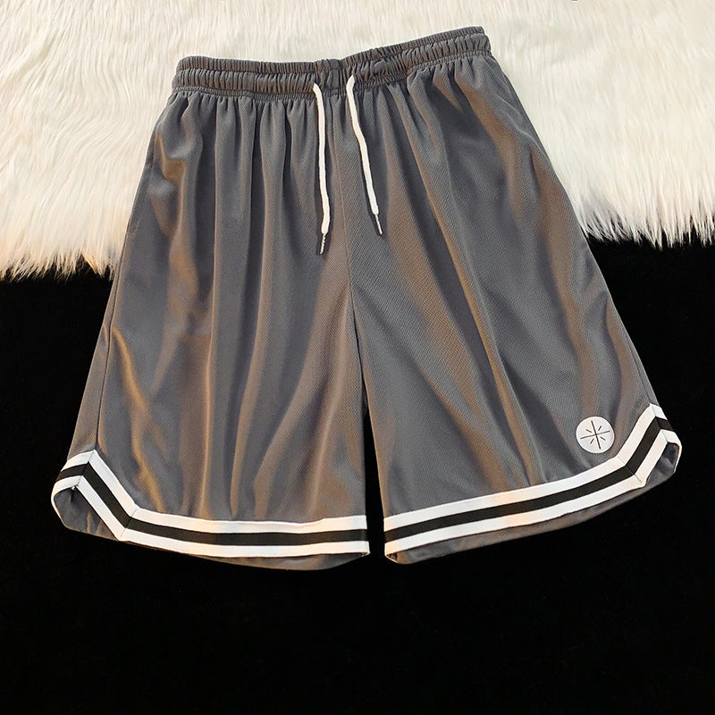 Summer Outer Wear Basketball Sports Shorts Men's Thin Casual Quick-drying Ice Silk Pants Loose All-match Five-point Pants Men's