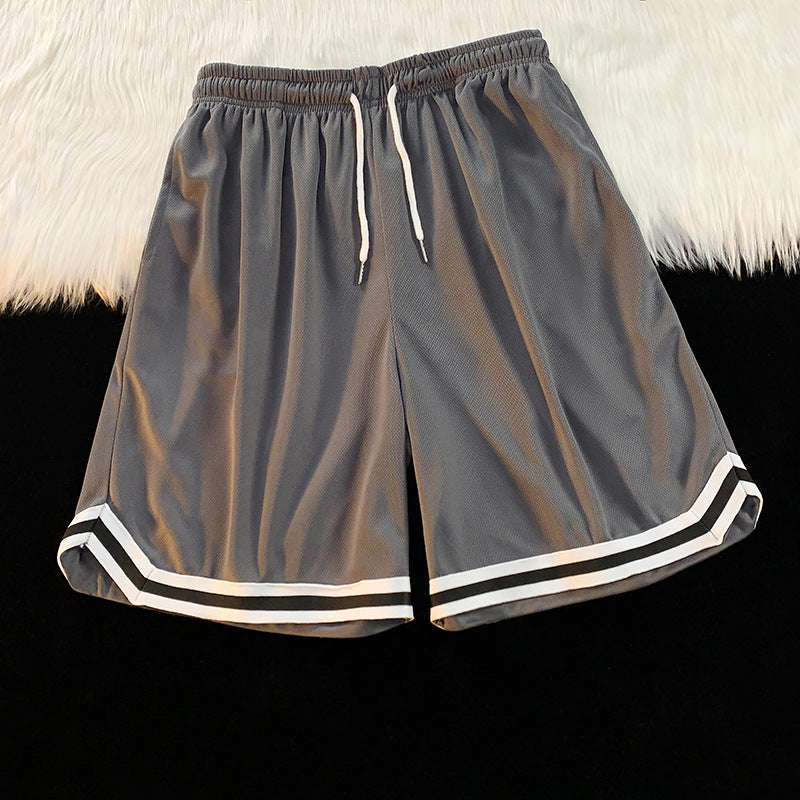 Summer Outer Wear Basketball Sports Shorts Men's Thin Casual Quick-drying Ice Silk Pants Loose All-match Five-point Pants Men's
