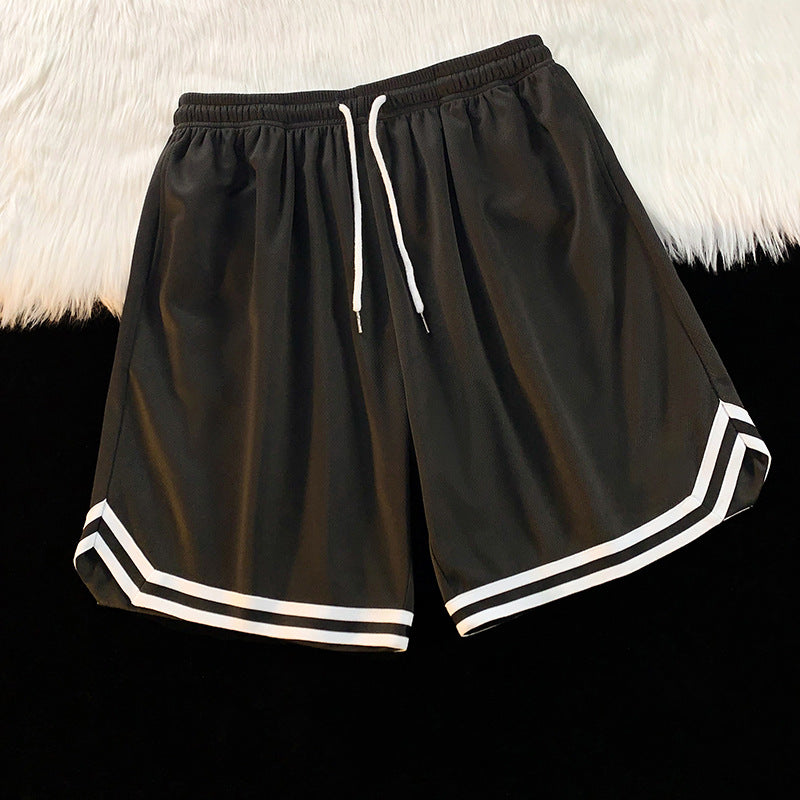 Summer Outer Wear Basketball Sports Shorts Men's Thin Casual Quick-drying Ice Silk Pants Loose All-match Five-point Pants Men's