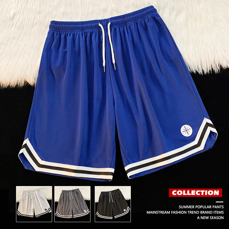 Summer Outer Wear Basketball Sports Shorts Men's Thin Casual Quick-drying Ice Silk Pants Loose All-match Five-point Pants Men's