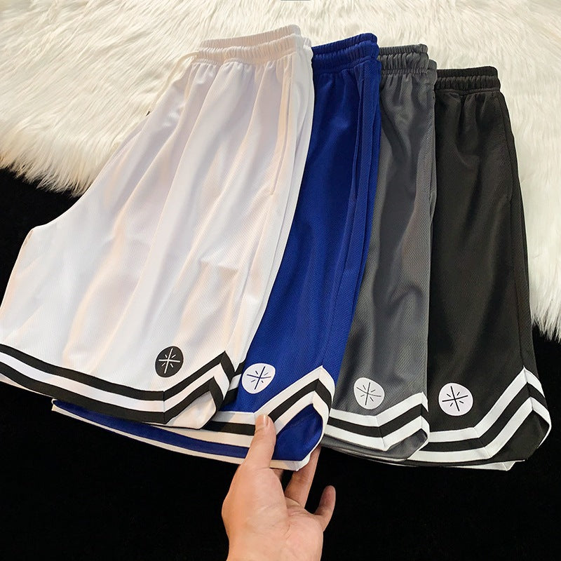 Summer Outer Wear Basketball Sports Shorts Men's Thin Casual Quick-drying Ice Silk Pants Loose All-match Five-point Pants Men's