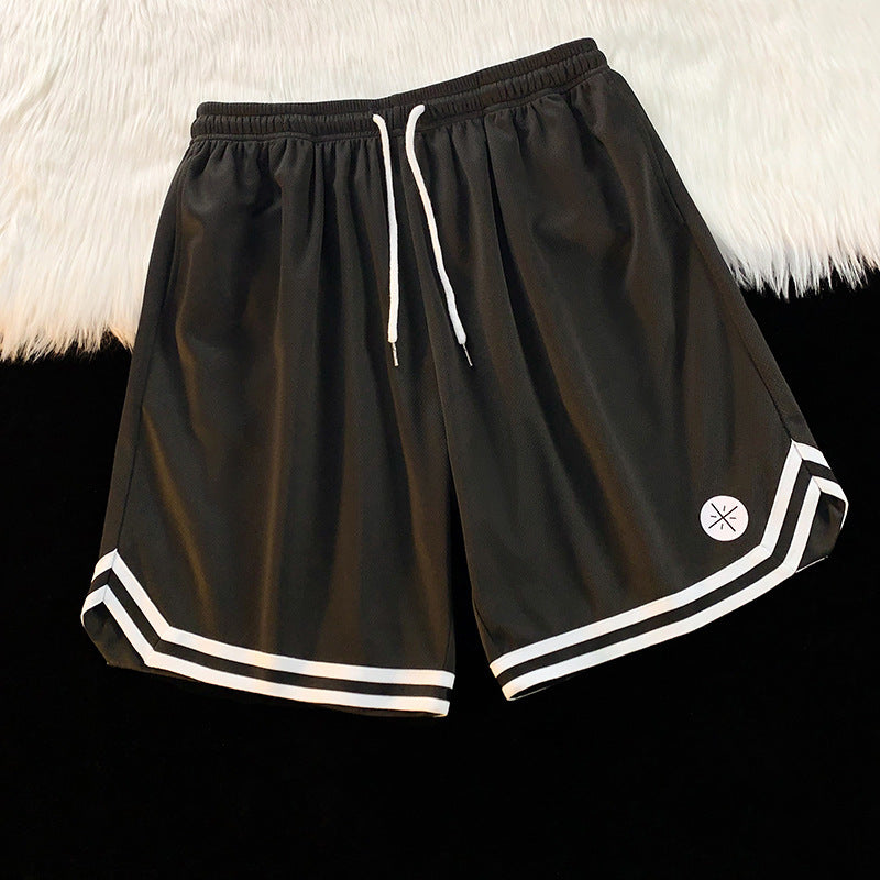 Summer Outer Wear Basketball Sports Shorts Men's Thin Casual Quick-drying Ice Silk Pants Loose All-match Five-point Pants Men's